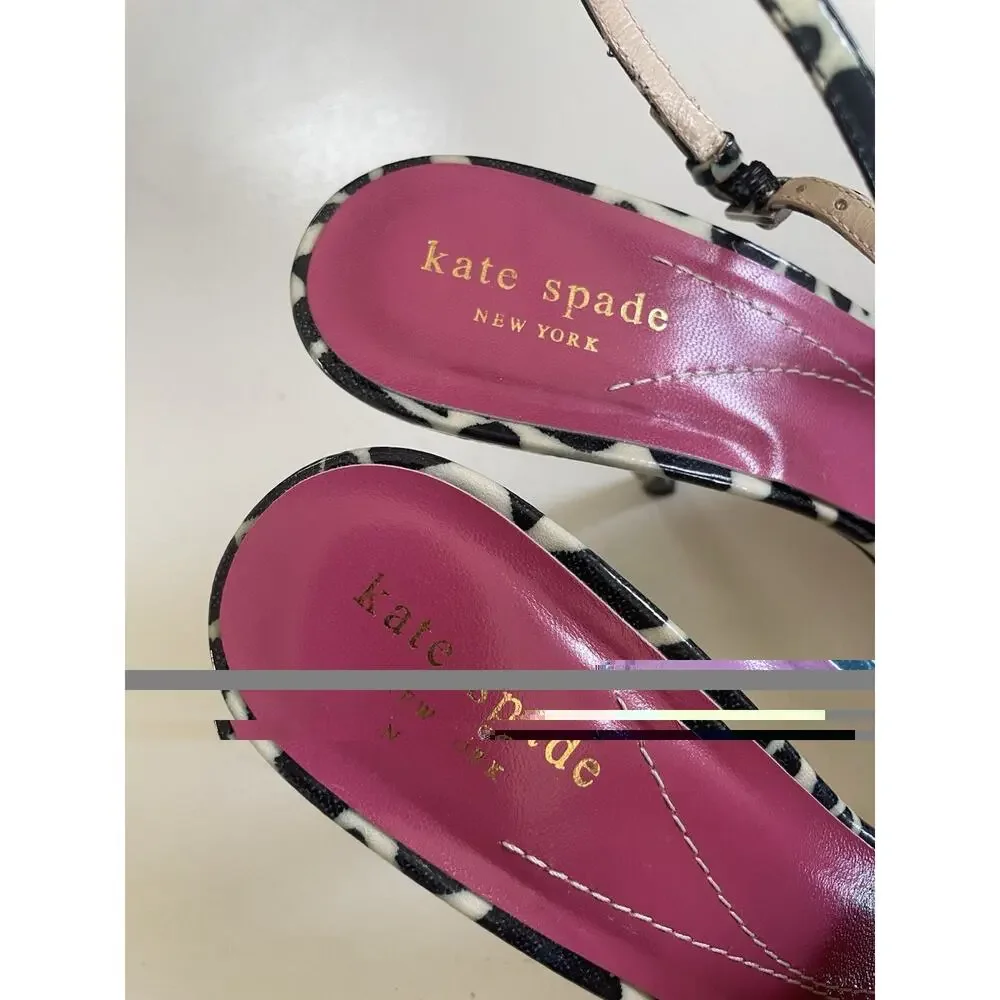Kate Spade NY Heels Womens Size 9.5 B Slingback Black White Giraffe Stiletto